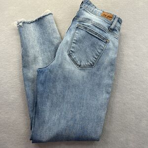 Judy Blue Jeans Womens 7/28 Blue Relaxed Fit Raw Hem 7 Jr Denim